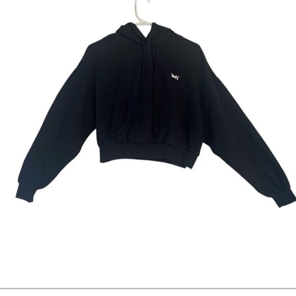 Levi's Women's Laundry Day Black Cropped Hoodie Sweatshirt M - Picture 4 of 5